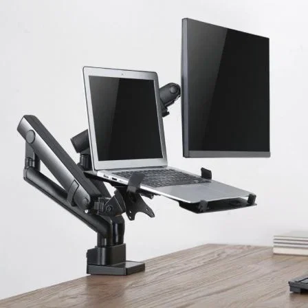 Aisens Soporte de Mesa con Contrapeso Giratorio e Inclinable para Portátil y Monitor de 17 a 32 Pulgadas - Negro